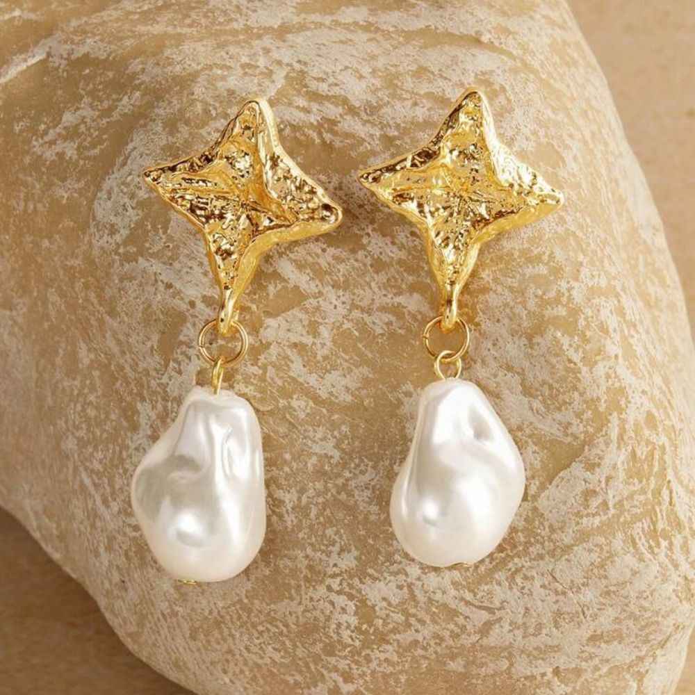 Star Pearl Dangle Earrings M601